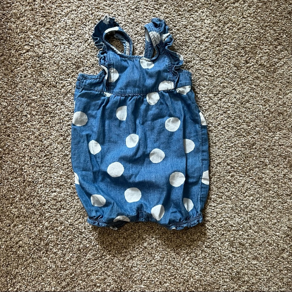 Carters polka dot denim romper